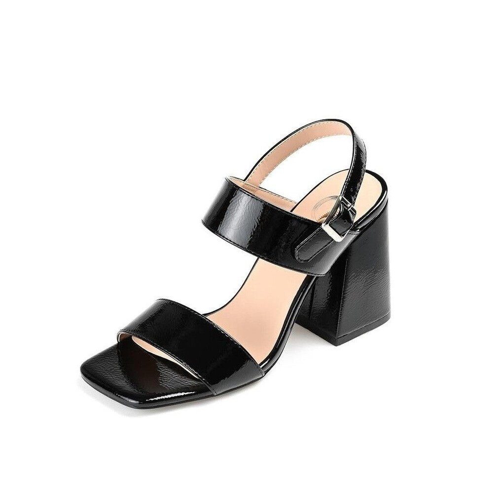 Journee Collection Women 6.5 M Black Adras Strappy Block Heel Sandals NIB RA1
